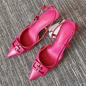 VLTN INSPIRED!!! ZARA Leather Heels with Front Buckle NWT